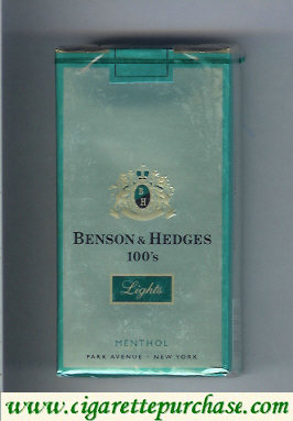 Benson and Hedges Menthol Lights 100s cigarettes soft box